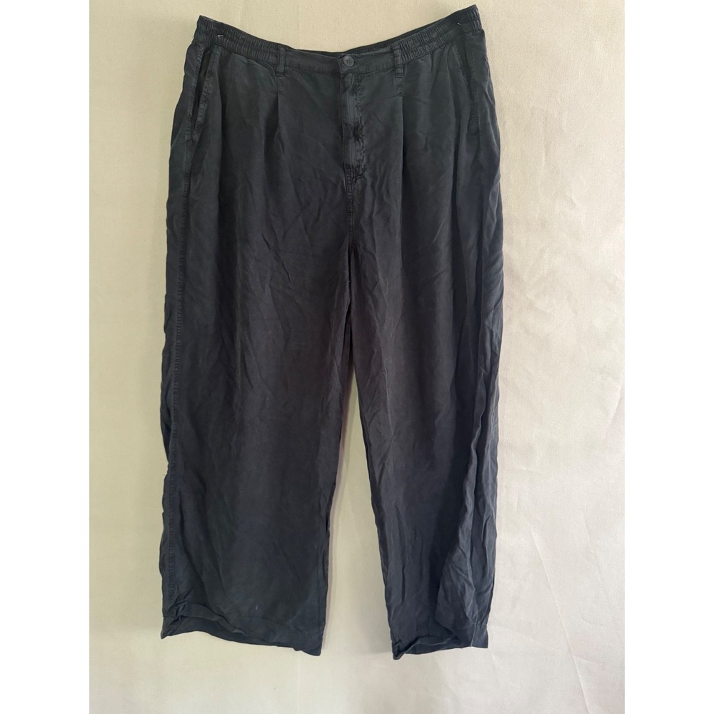Aerie XL Lyocell Relaxed Pants Washed Black Elastic Waist MSRP $55